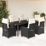 vidaXL 3-delige Tuinset met kussens poly rattan zwart