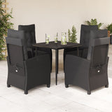 vidaXL 3-delige Tuinset met kussens poly rattan zwart