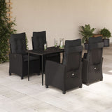 vidaXL 3-delige Tuinset met kussens poly rattan zwart