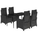 vidaXL 3-delige Tuinset met kussens poly rattan zwart