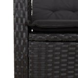 vidaXL 3-delige Tuinset met kussens poly rattan zwart
