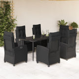 vidaXL 3-delige Tuinset met kussens poly rattan zwart