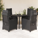 vidaXL 3-delige Tuinset met kussens poly rattan zwart