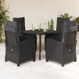 vidaXL 3-delige Tuinset met kussens poly rattan zwart
