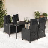 vidaXL 3-delige Tuinset met kussens poly rattan zwart