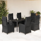 vidaXL 3-delige Tuinset met kussens poly rattan zwart