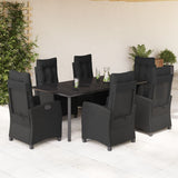 vidaXL 3-delige Tuinset met kussens poly rattan zwart