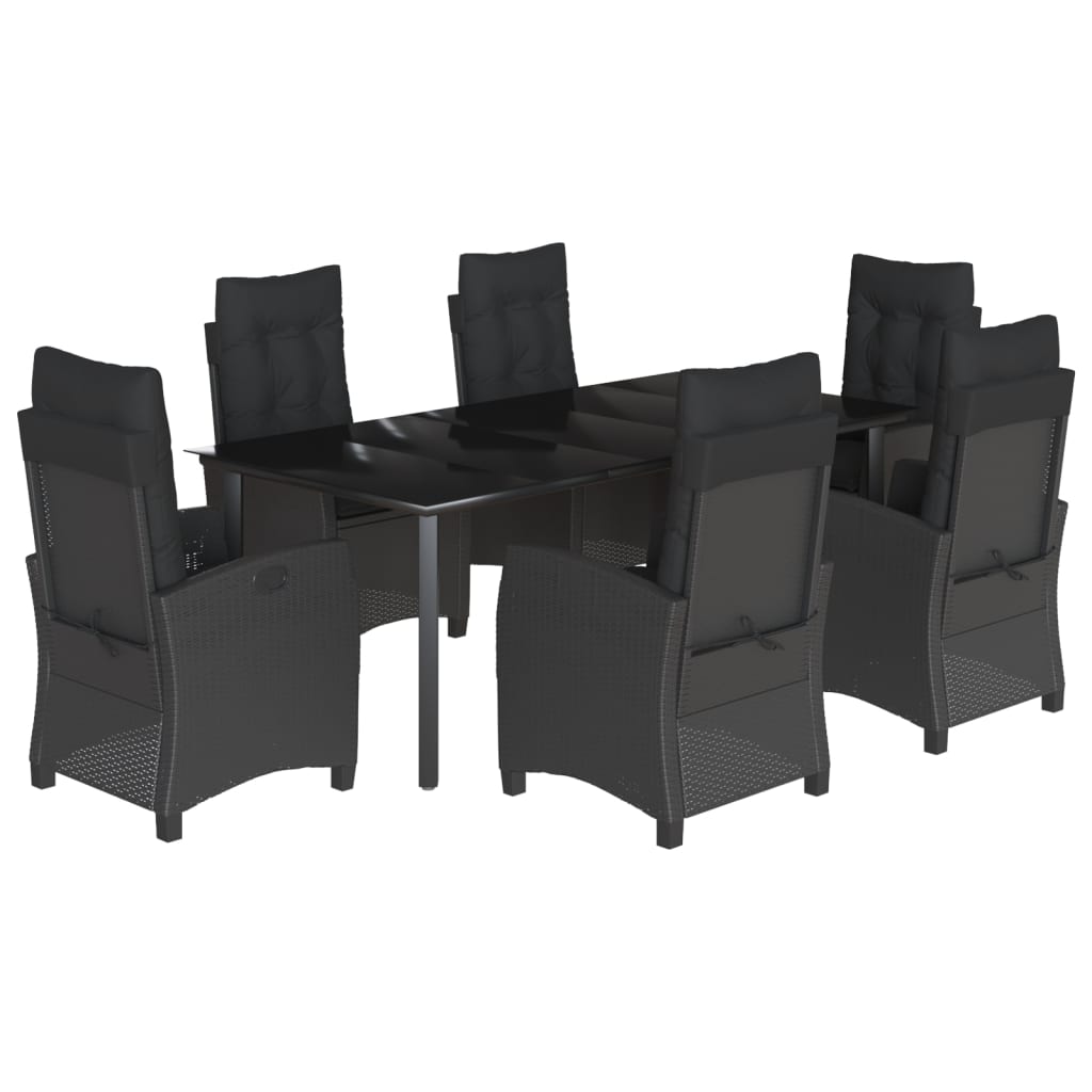 vidaXL 3-delige Tuinset met kussens poly rattan zwart