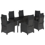 vidaXL 3-delige Tuinset met kussens poly rattan zwart
