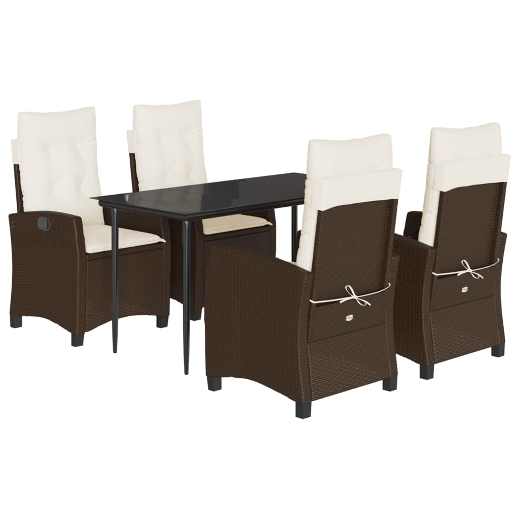 vidaXL 3-delige Tuinset met kussens poly rattan bruin
