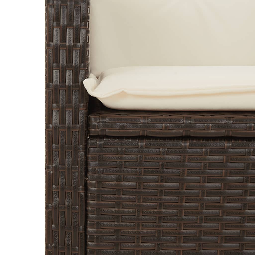 vidaXL 3-delige Tuinset met kussens poly rattan bruin