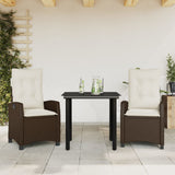 vidaXL 3-Piece Garden Lounge Set with Cushions Poly Rattan Brown