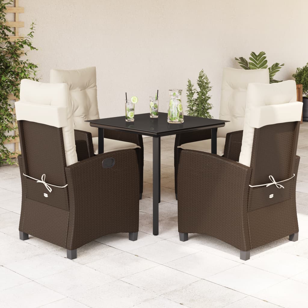 vidaXL 3-Piece Garden Lounge Set with Cushions Poly Rattan Brown