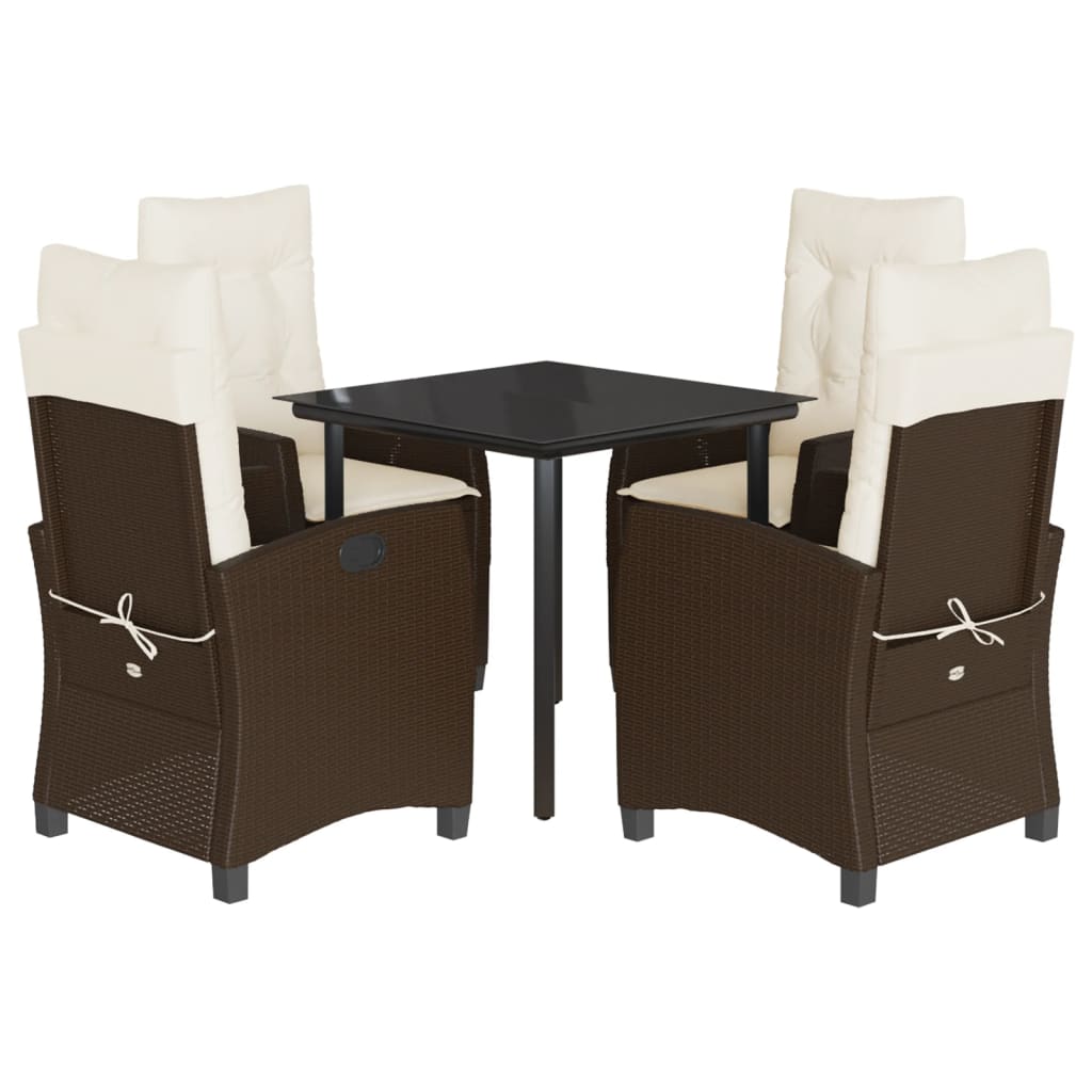 vidaXL 3-Piece Garden Lounge Set with Cushions Poly Rattan Brown