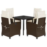 vidaXL 3-Piece Garden Lounge Set with Cushions Poly Rattan Brown