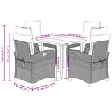 vidaXL 3-Piece Garden Lounge Set with Cushions Poly Rattan Brown