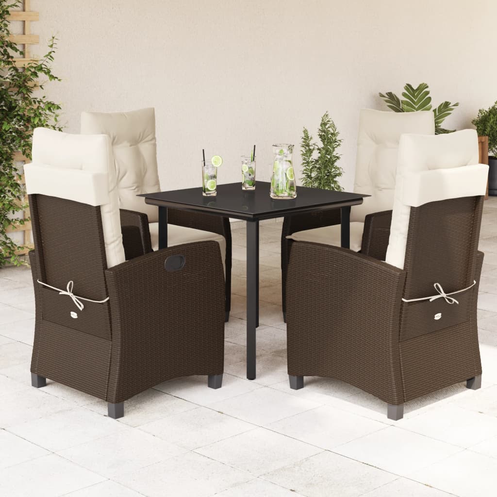 vidaXL 3-Piece Garden Lounge Set with Cushions Poly Rattan Brown