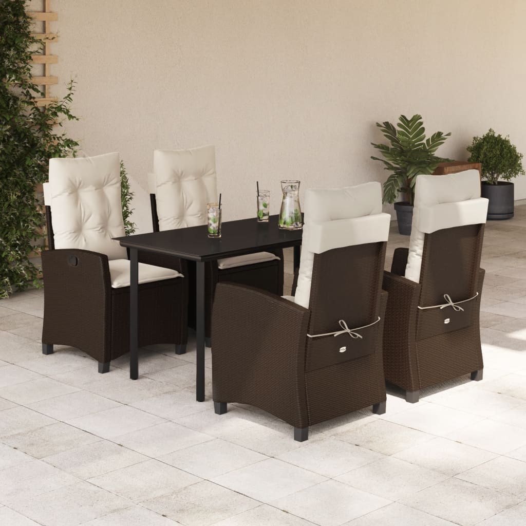 vidaXL 3-Piece Garden Lounge Set with Cushions Poly Rattan Brown