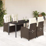 vidaXL 3-Piece Garden Lounge Set with Cushions Poly Rattan Brown