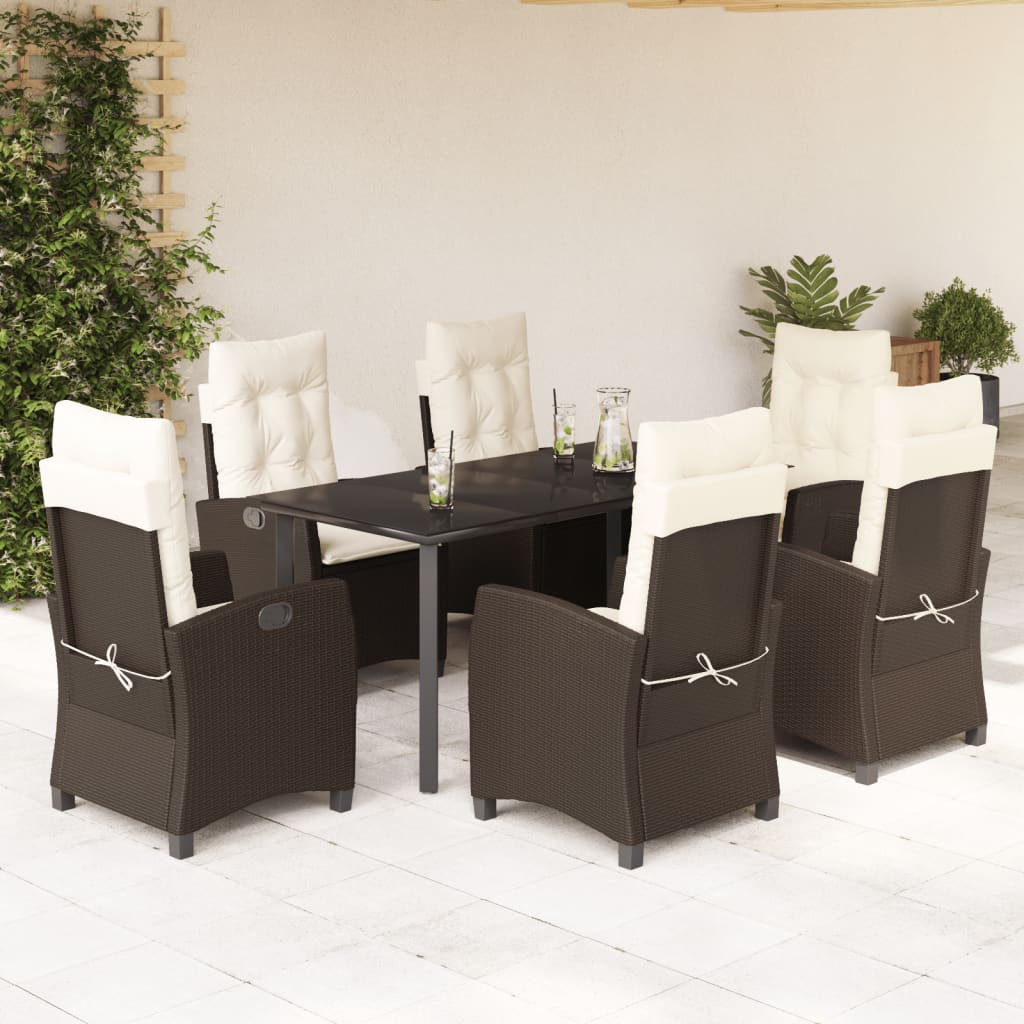 vidaXL 3-Piece Garden Lounge Set with Cushions Poly Rattan Brown