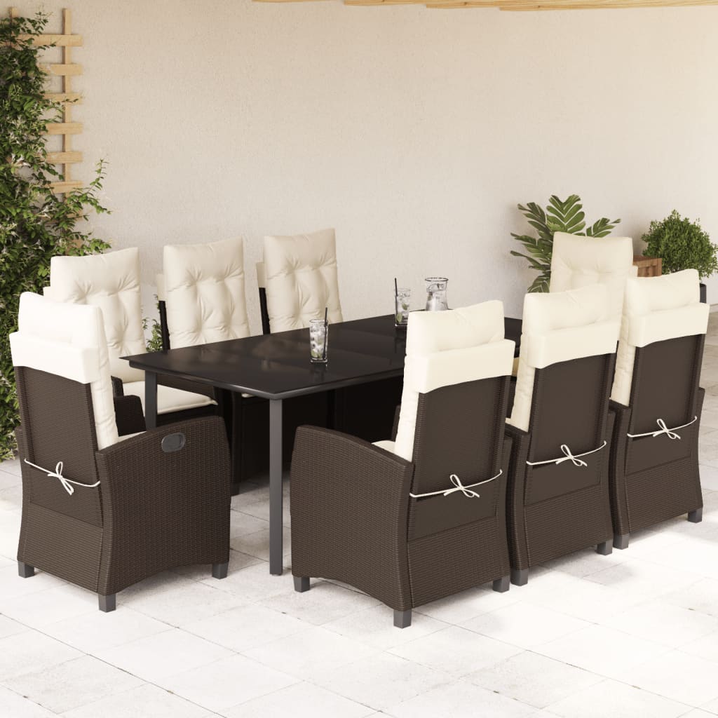 vidaXL 3-Piece Garden Lounge Set with Cushions Poly Rattan Brown