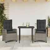 vidaXL 3-Piece Garden Lounge Set with Cushions Poly Rattan Grey