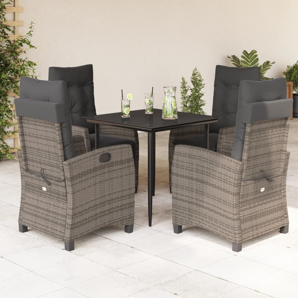 vidaXL 3-Piece Garden Lounge Set with Cushions Poly Rattan Grey