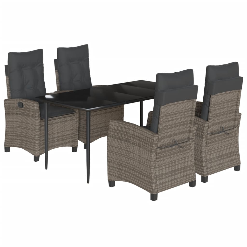 vidaXL 3-Piece Garden Lounge Set with Cushions Poly Rattan Grey