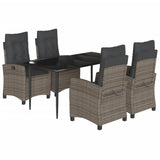 vidaXL 3-Piece Garden Lounge Set with Cushions Poly Rattan Grey