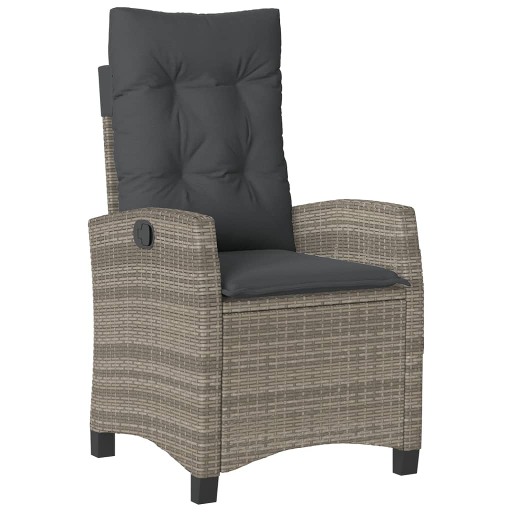 vidaXL 3-Piece Garden Lounge Set with Cushions Poly Rattan Grey