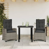 vidaXL 3-Piece Garden Lounge Set with Cushions Poly Rattan Grey