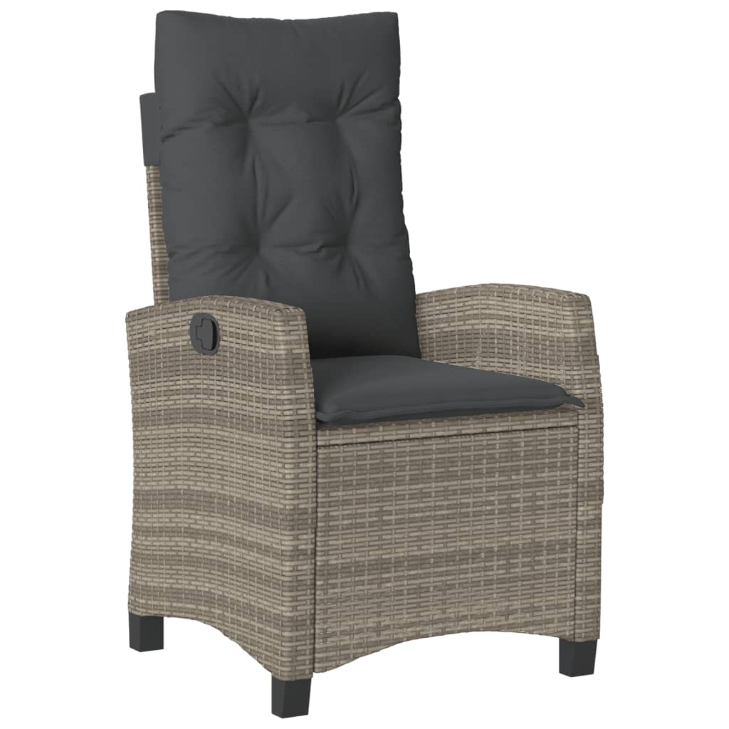 vidaXL 3-Piece Garden Lounge Set with Cushions Poly Rattan Grey