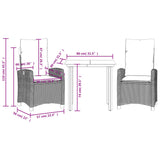 vidaXL 3-Piece Garden Lounge Set with Cushions Poly Rattan Grey