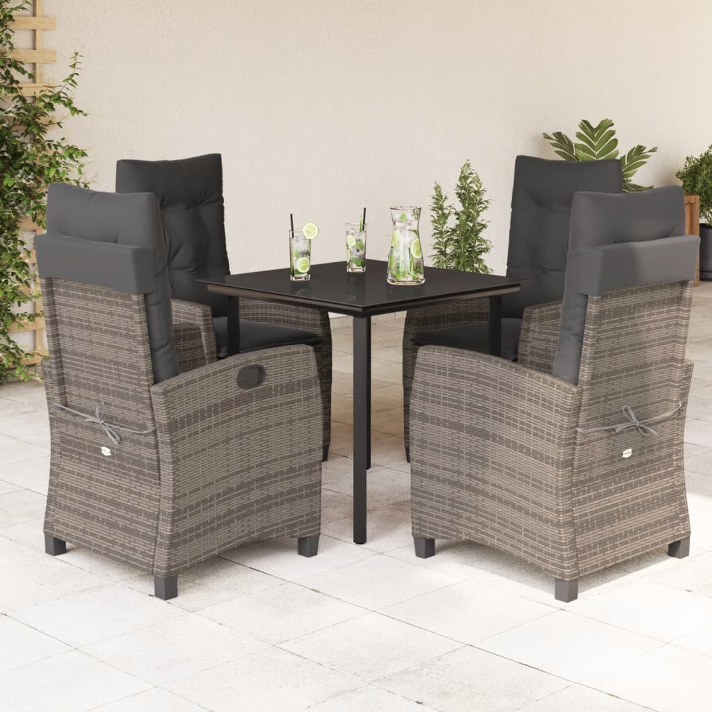 vidaXL 3-Piece Garden Lounge Set with Cushions Poly Rattan Grey