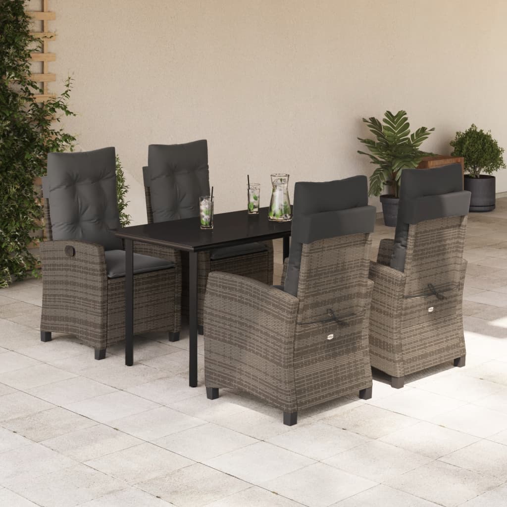 vidaXL 3-Piece Garden Lounge Set with Cushions Poly Rattan Grey