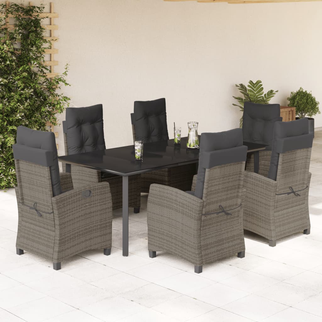 vidaXL 3-Piece Garden Lounge Set with Cushions Poly Rattan Grey