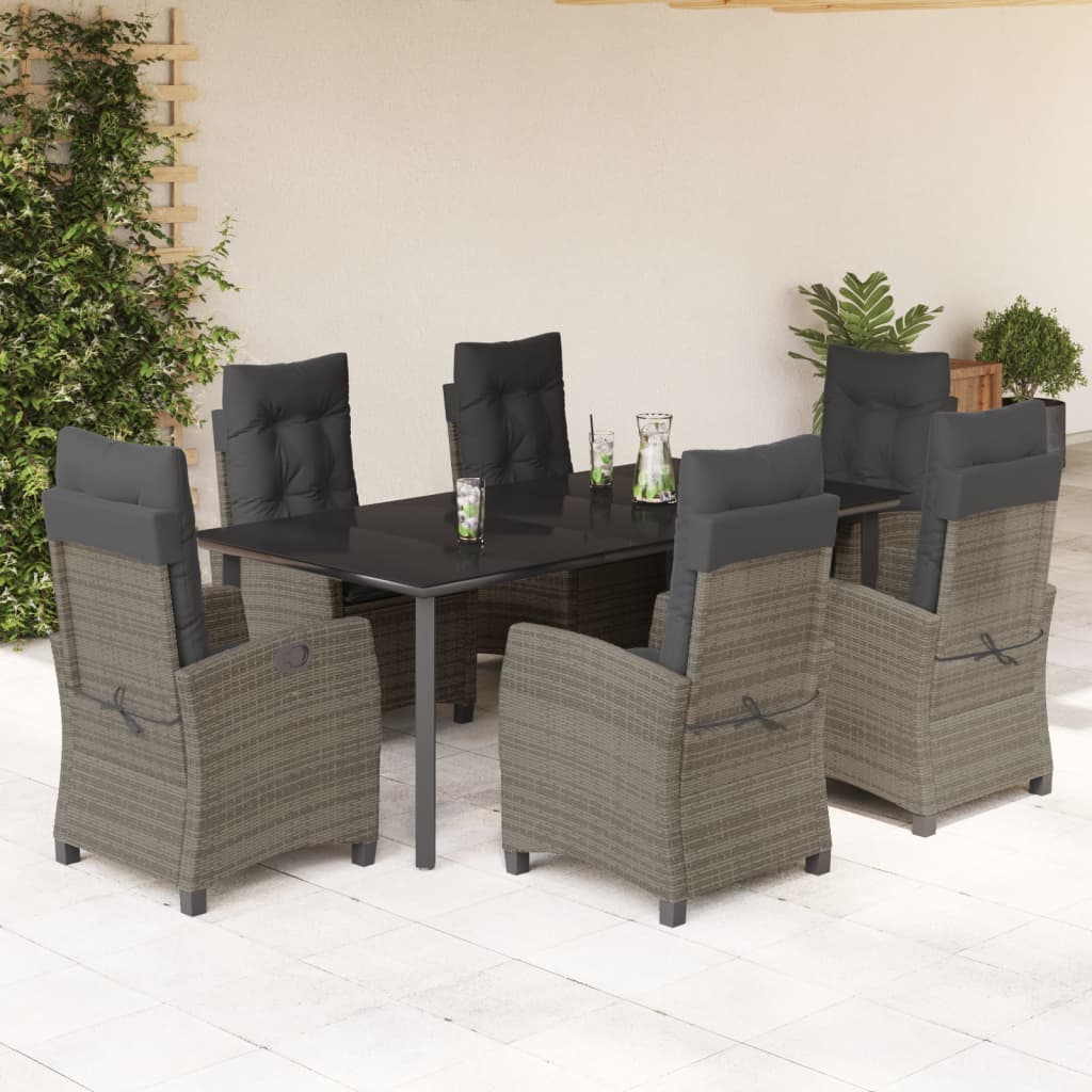 vidaXL 3-Piece Garden Lounge Set with Cushions Poly Rattan Grey