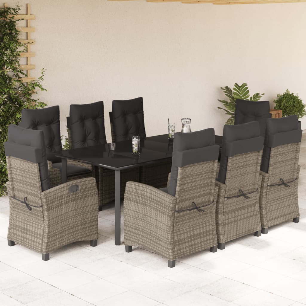 vidaXL 3-Piece Garden Lounge Set with Cushions Poly Rattan Grey
