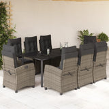 vidaXL 3-Piece Garden Lounge Set with Cushions Poly Rattan Grey