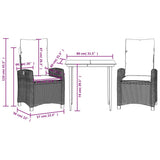 vidaXL 3-delige Tuinset met kussens poly rattan beige