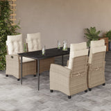 vidaXL 3-delige Tuinset met kussens poly rattan beige
