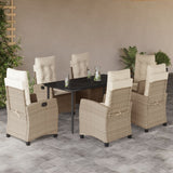 vidaXL 3-delige Tuinset met kussens poly rattan beige