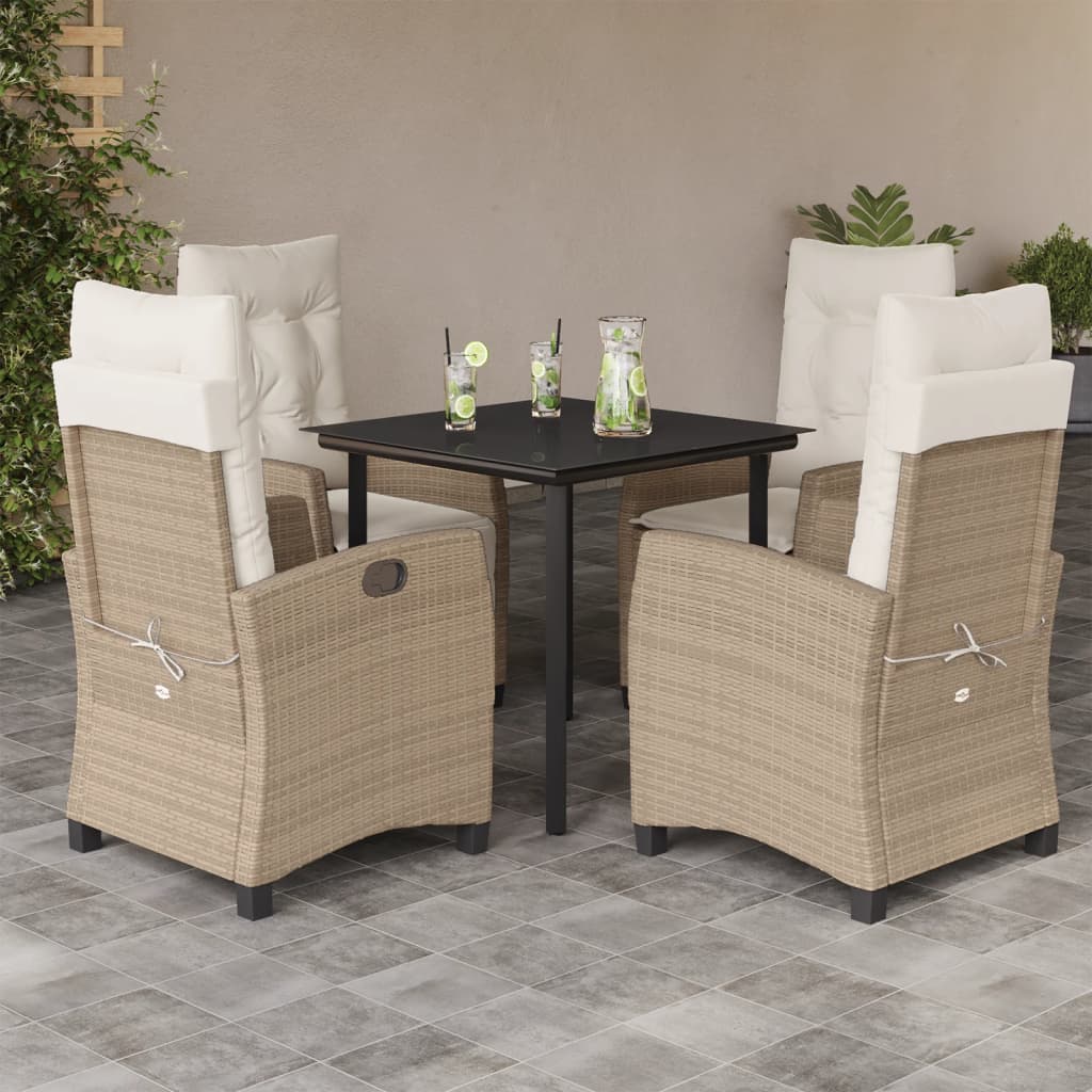 vidaXL 3-delige Tuinset met kussens poly rattan beige