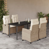 vidaXL 3-delige Tuinset met kussens poly rattan beige