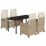 vidaXL 3-delige Tuinset met kussens poly rattan beige