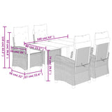 vidaXL 3-delige Tuinset met kussens poly rattan beige