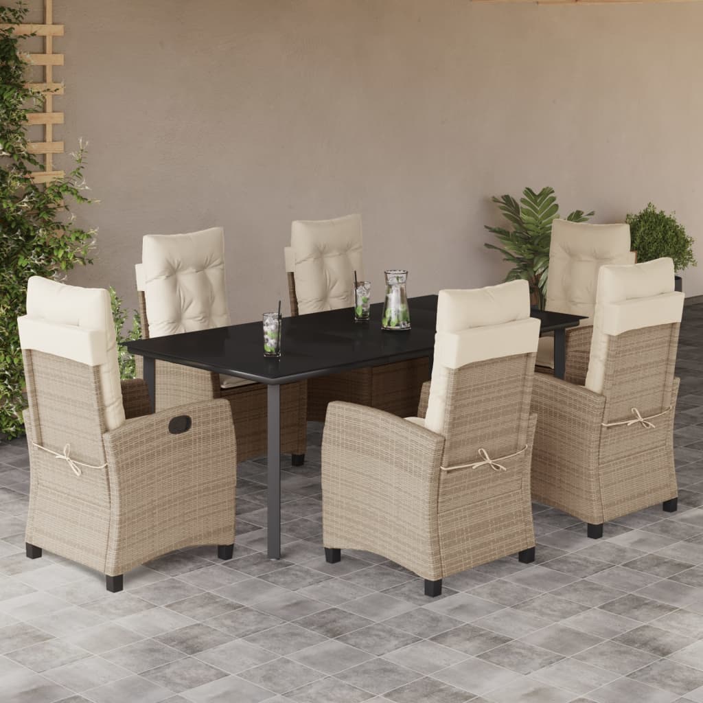 vidaXL 3-delige Tuinset met kussens poly rattan beige