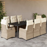 vidaXL 3-delige Tuinset met kussens poly rattan beige