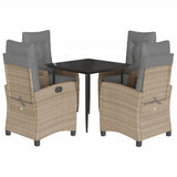 vidaXL 3-delige Tuinset met kussens poly rattan gemengd beige