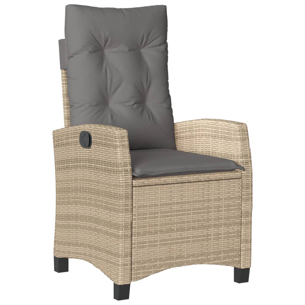 vidaXL 3-delige Tuinset met kussens poly rattan gemengd beige